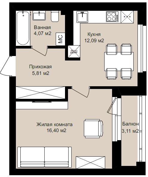 картинка Квартира 188 от ЖК Римский квартал. Квартиры и офисы